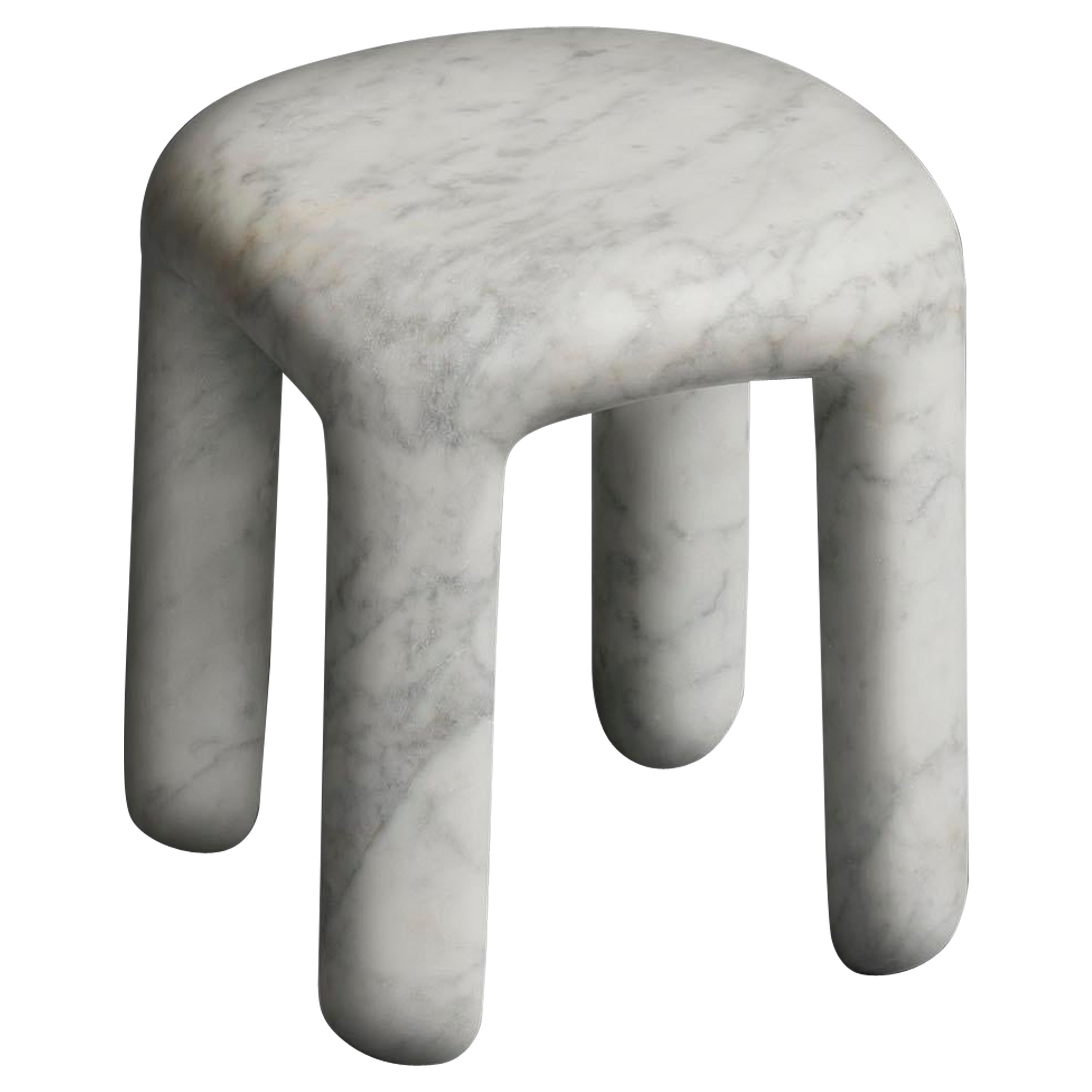 Side Table in Carrara marble, Bold low side table by Ming Design Studio For Sale