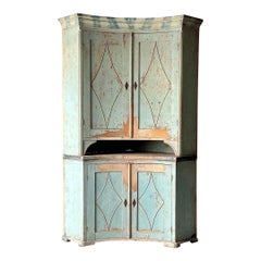 Used Swedish Gustavian Painted Corner Cabinet