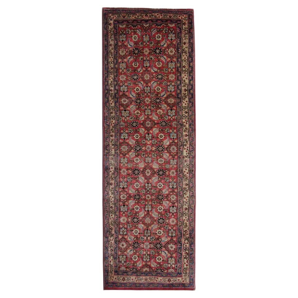 Vintage Rust Red Runner Rug Floral Rustic Wool Traditional Stair Runner ...