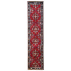 Vintage Floral Runner Rug, Burgandy Red Carpet Runner, Wool Rug