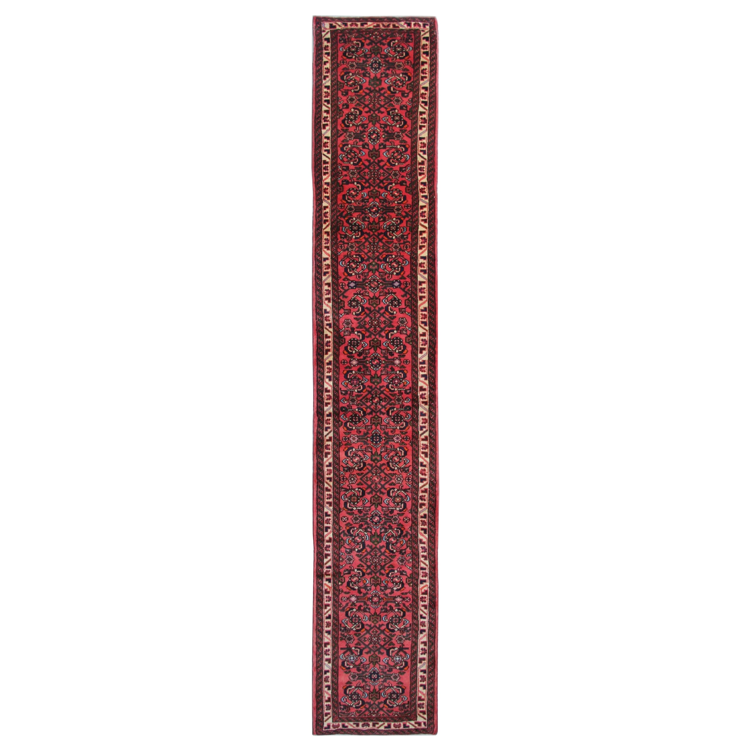 Vintage Hussein Abad Carpet Runner, Geometric Traditional Runner Rug For Sale