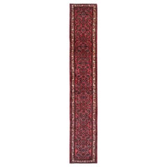 Vintage Persian Hussein Abad Carpet Runner, Geometric Traditional Runner Rug
