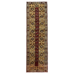 Türkischer Milas-Läufer, geometrischer Vintage-Läufer, roter Teppich, Wollteppich