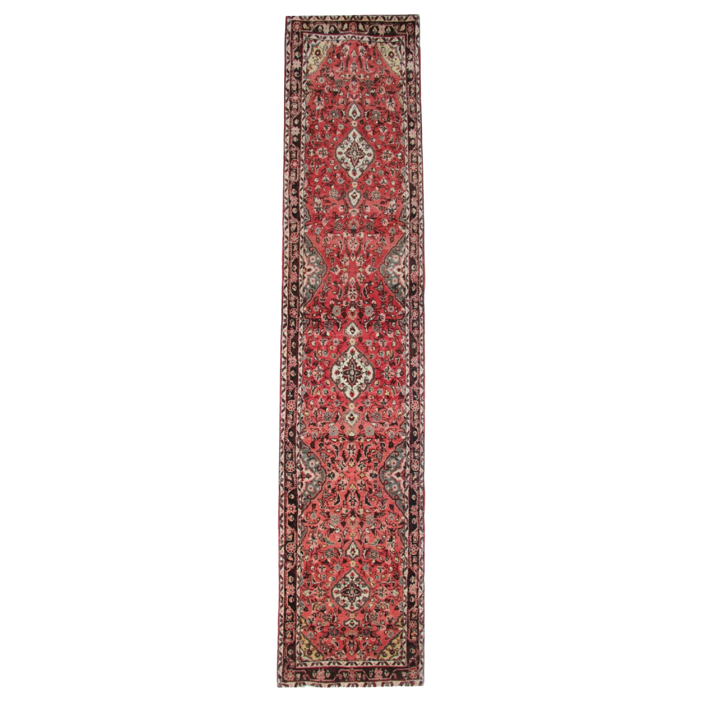 Alfombra Corredera Floral Vintage, Alfombra Corredera Rosa Óxido, Alfombra de Lana