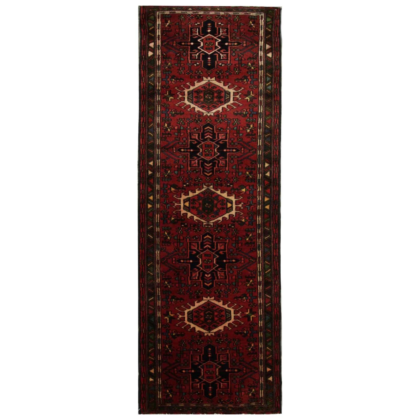 Vintage Rust Red Runner Rug Floral Rustic Wool Traditional Stair Runner ...