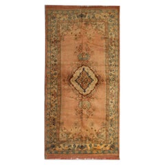 Tapis turcs anciens Oushak, tapis d'Anatolie, tapis de salon rouille