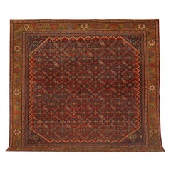 Großer handgefertigter antiker Mahal Persischer Teppich Mashayekh Quadratischer Teppich