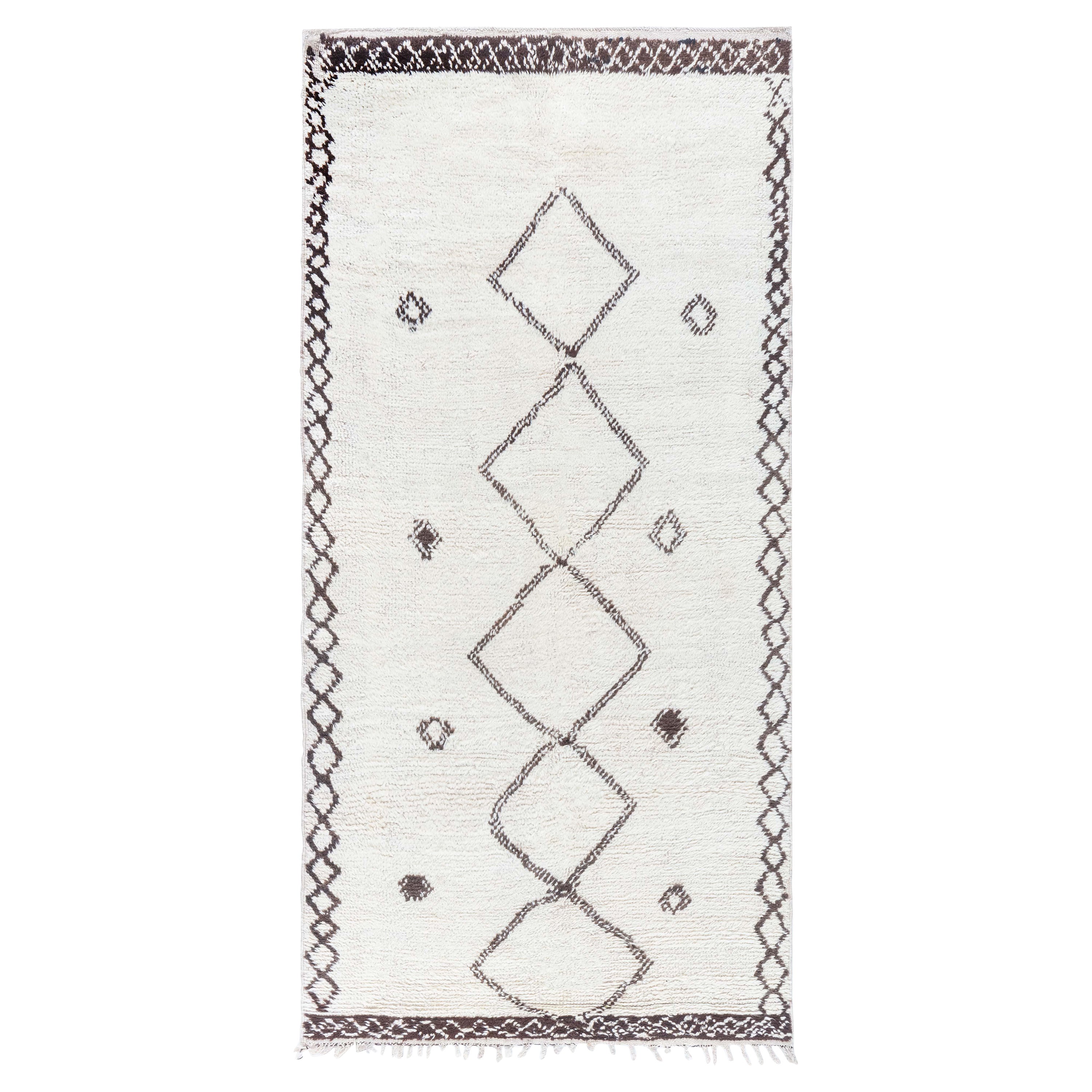 Midcentury Moroccan Geometric Wool Rug For Sale