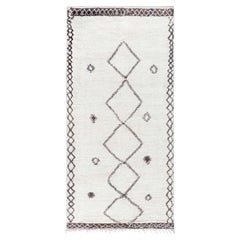 Retro Midcentury Moroccan Geometric Wool Rug