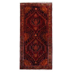 Vintage Rug, Handmade Carpet Persian Hamedan Runner, Rustic Living Room Rug