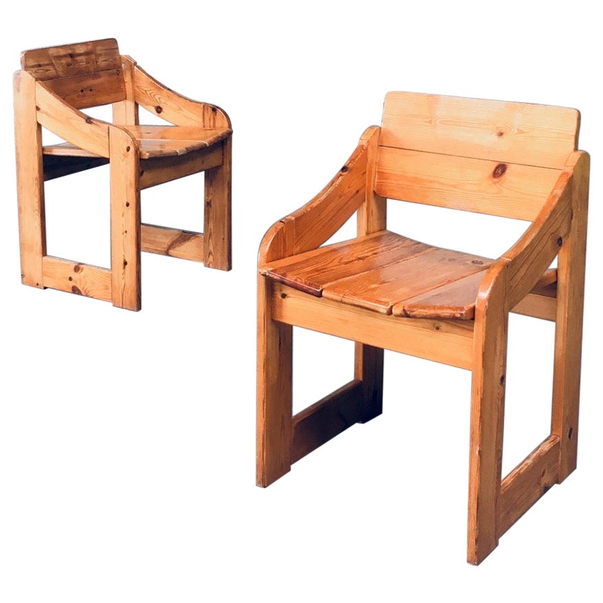 Skandinavisches Design-Beistellstuhl-Set aus Kiefernholz, Schweden 1960er Jahre im Angebot