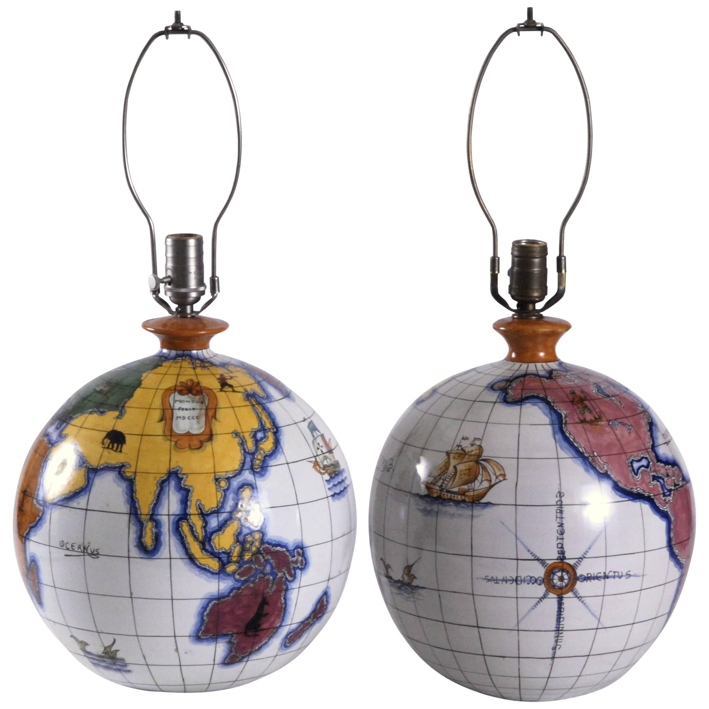 Zaccagnini Pair Globe Lamp Bases, Italy, circa 1950