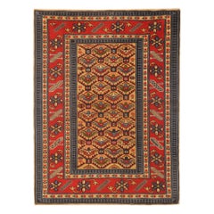 Kaukasischer orientalischer Vintage-Teppich, handgefertigter Teppich aus dem Shirvan-Teppich