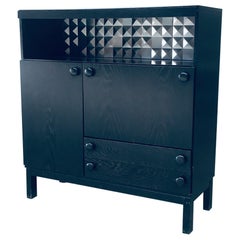 Brutalist Design Black Ebonized Dry Bar Cabinet, Belgium 1970's