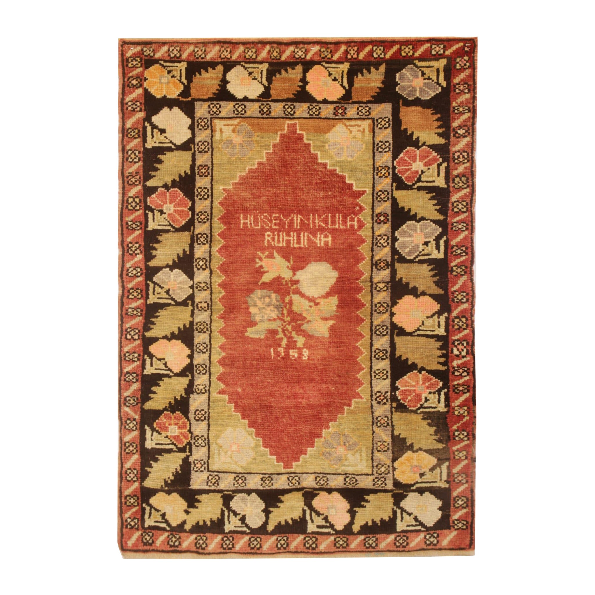 Antike Teppiche Gelber türkischer Teppich Handgefertigter Teppich, orientalischer Teppich Wohnzimmerteppich im Angebot