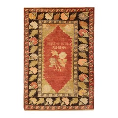 Antike Teppiche Gelber türkischer Teppich Handgefertigter Teppich, orientalischer Teppich Wohnzimmerteppich