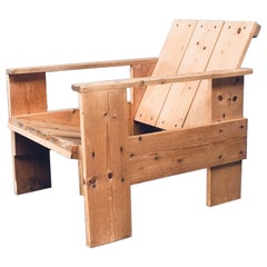 Vintage De Stijl Movement Dutch Design Pine CRATE Chair by Gerrit Rietveld