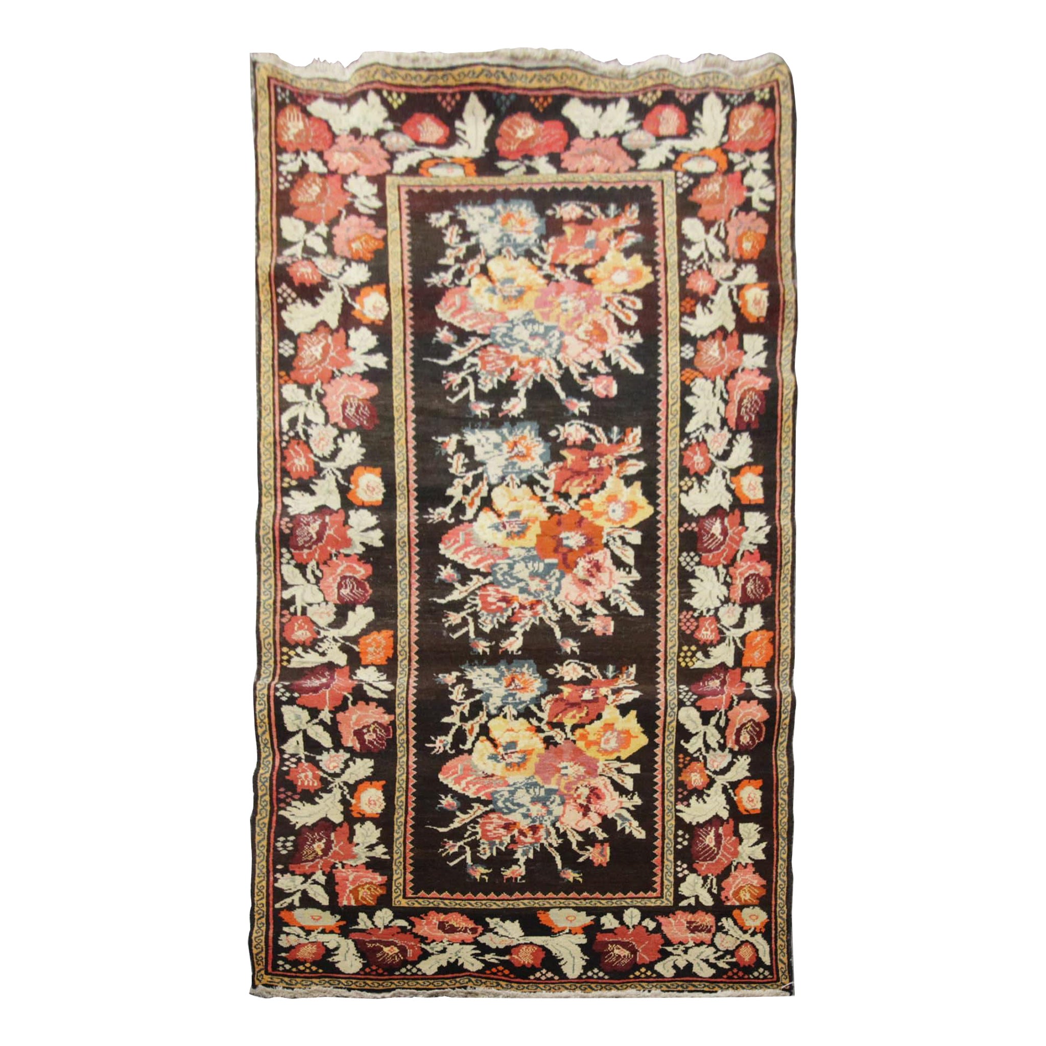 Antique Rug Caucasian Karabagh, Handmade Carpet Oriental Rug, Floral Area Rugs For Sale