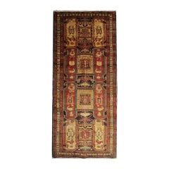 Persischer handgefertigter Teppich-Läufer, Vintage, geometrischer Stair-Läufer, Orientalischer Teppich