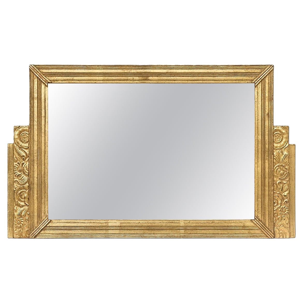 Antique French Art Deco Period Giltwood Wall Mirror, circa 1925 For Sale