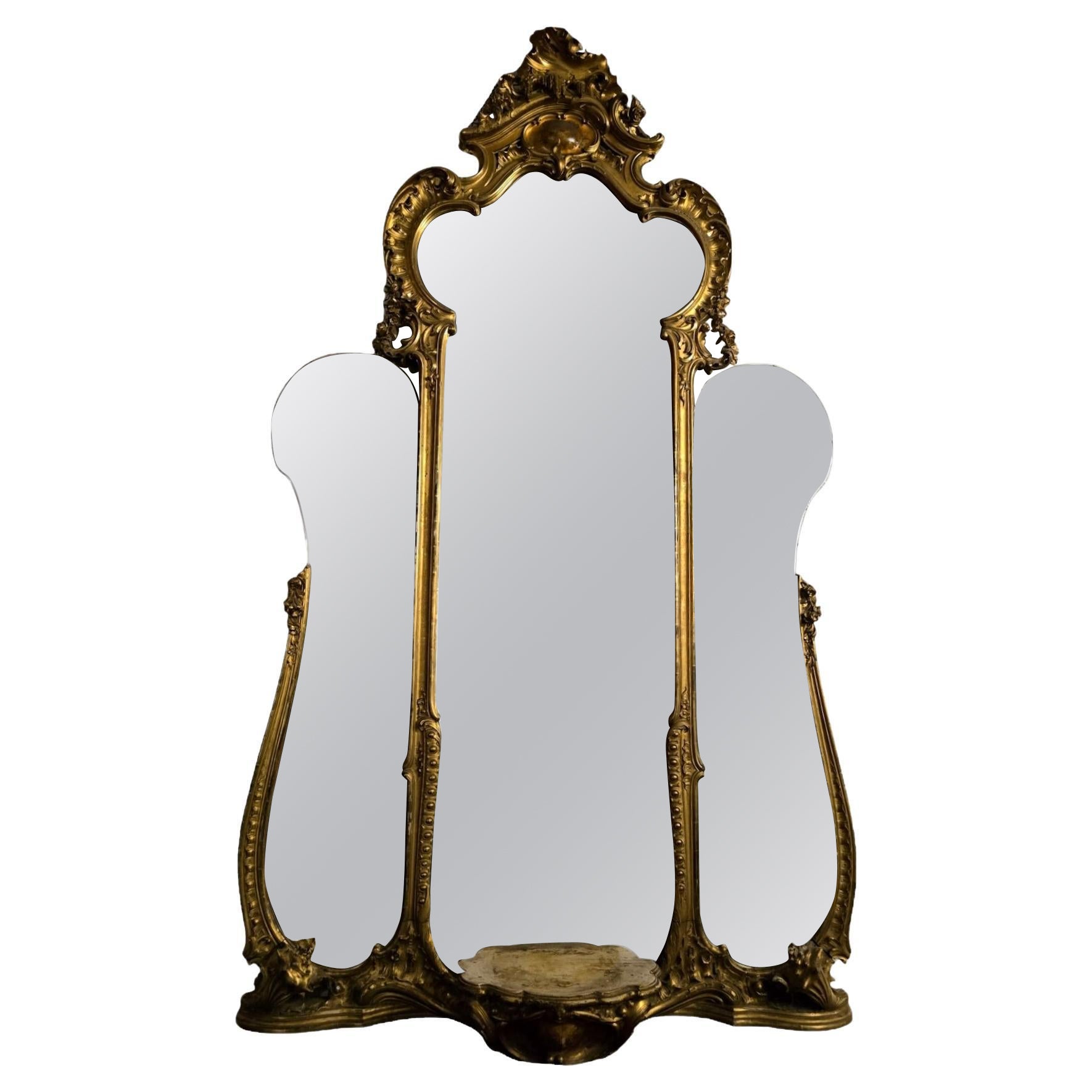 Monumental French Gilded Wood Mirror - A Historical Masterpiece of Luxury