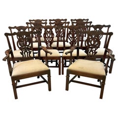 Set of 12 Used 18th Century Quality Carved Mahogany Chippendale Chairs