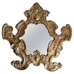 Antique Silver Mirror on Wood with Mercury Mirror Late 19th Century