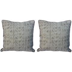 Vintage Rose Tarlow Printed Linen Pillows, Pair