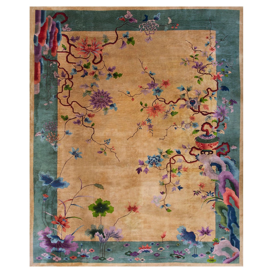 Tapis chinois Art Déco des années 1920 ( 9' x 11'3" - 274 x 343 )