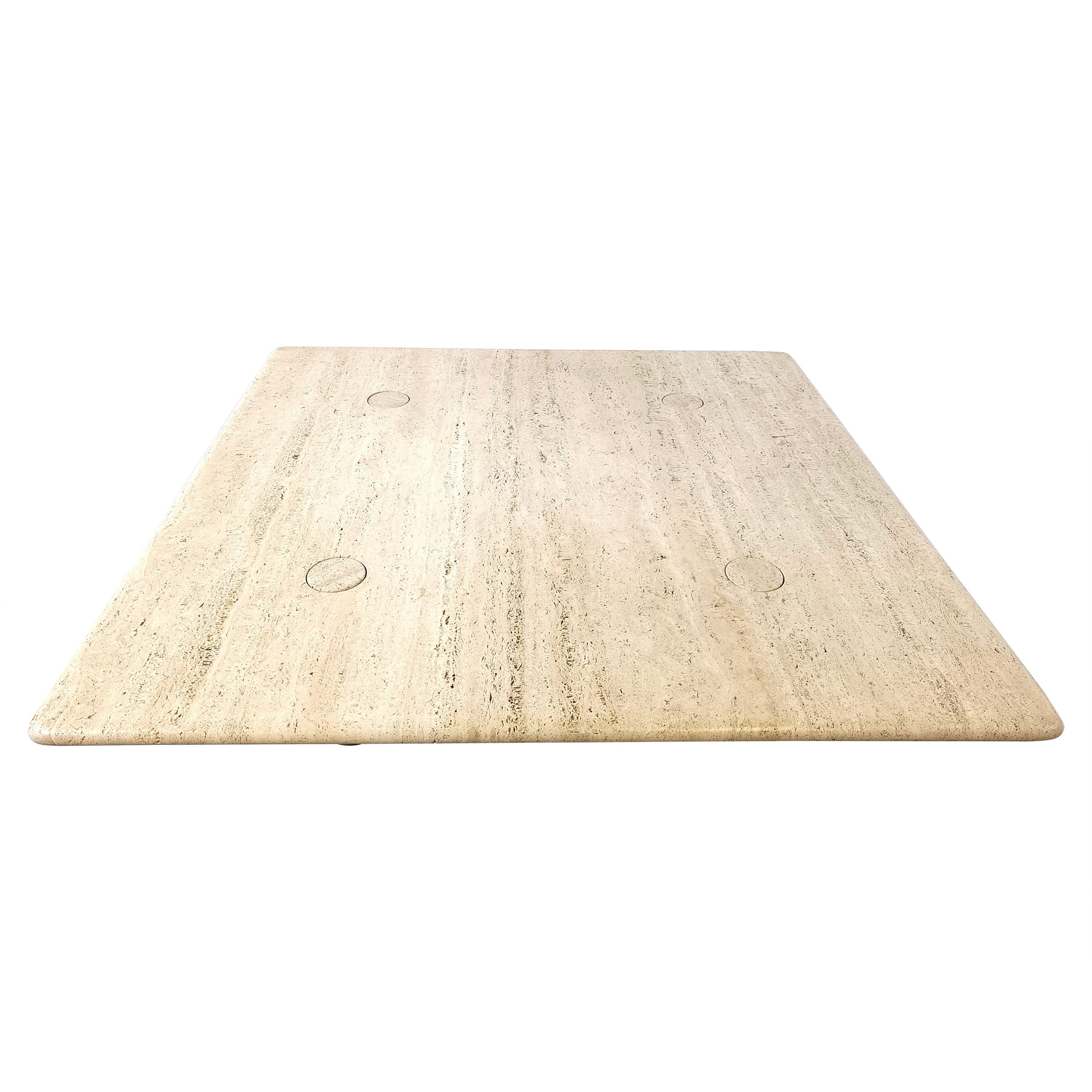 XL Angelo Mangiarotti Travertine Coffee Table for Up&Up, Italy For Sale