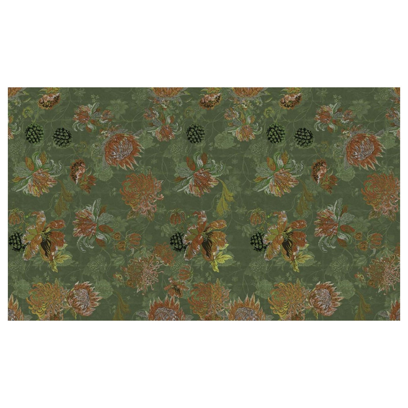 Floral Dream Green Wall Paper in Fabric also suitable for wet area  For Sale