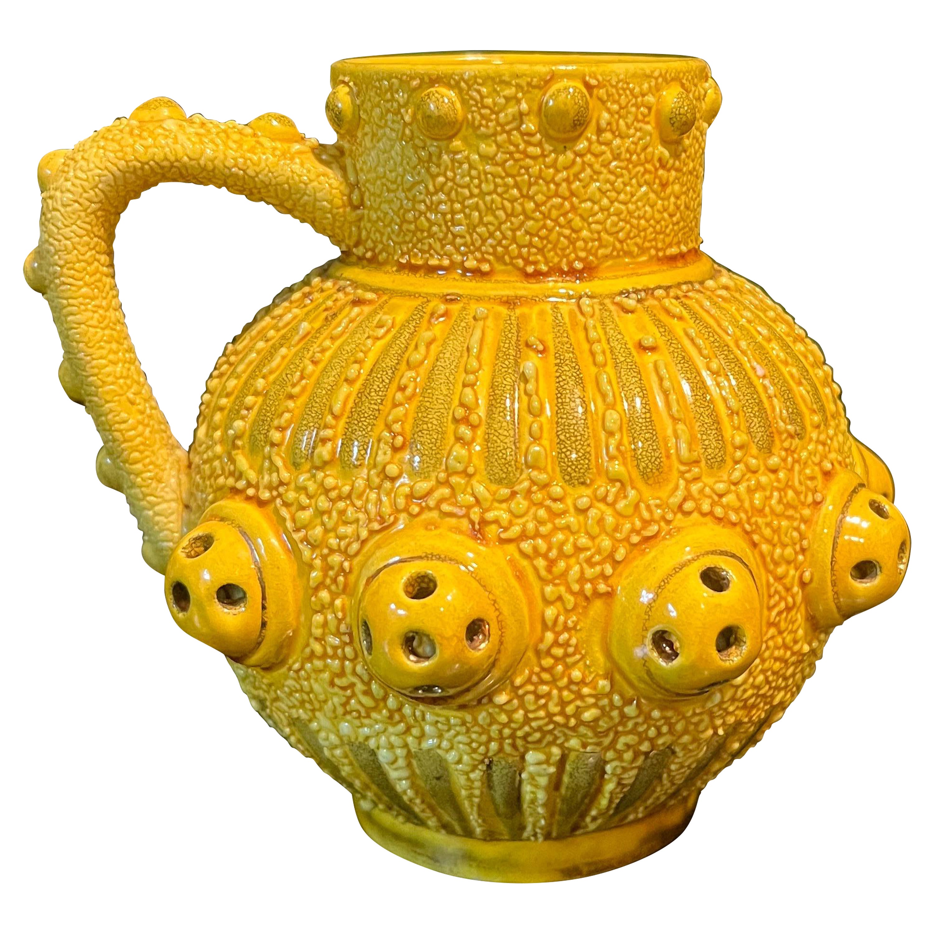 Zsolnay Leuchtend gelbe und ockerfarbene glasierte kugelförmige Steingut-Kanne