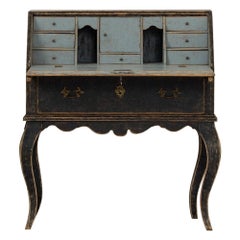 Antique 19th c. Swedish Rococo Painted Fall Front Desk