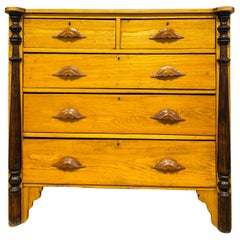 Antique Late 19th century handcrafted rustic pine chest of drawers