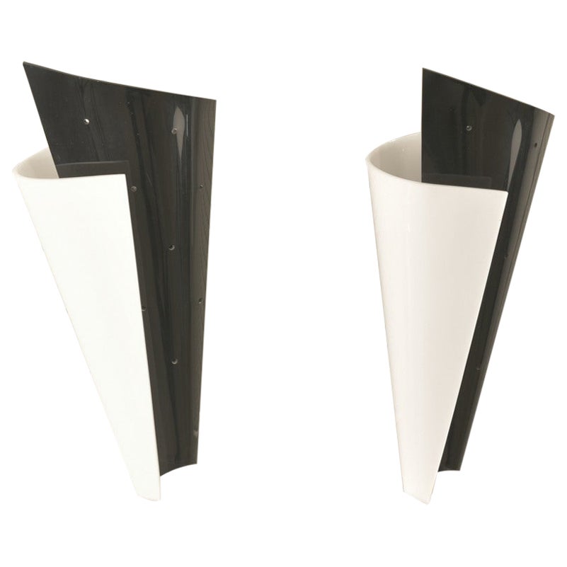 Pair of black & white Sconces, Germany - 1958 For Sale