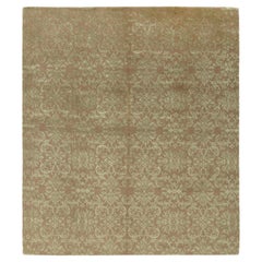 Rug & Kilim Tapis de style européen classique noué à la main, motif floral beige et brun