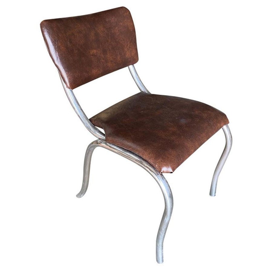 Chrome Mid Century Soda Shop Style Side Chair For Sale