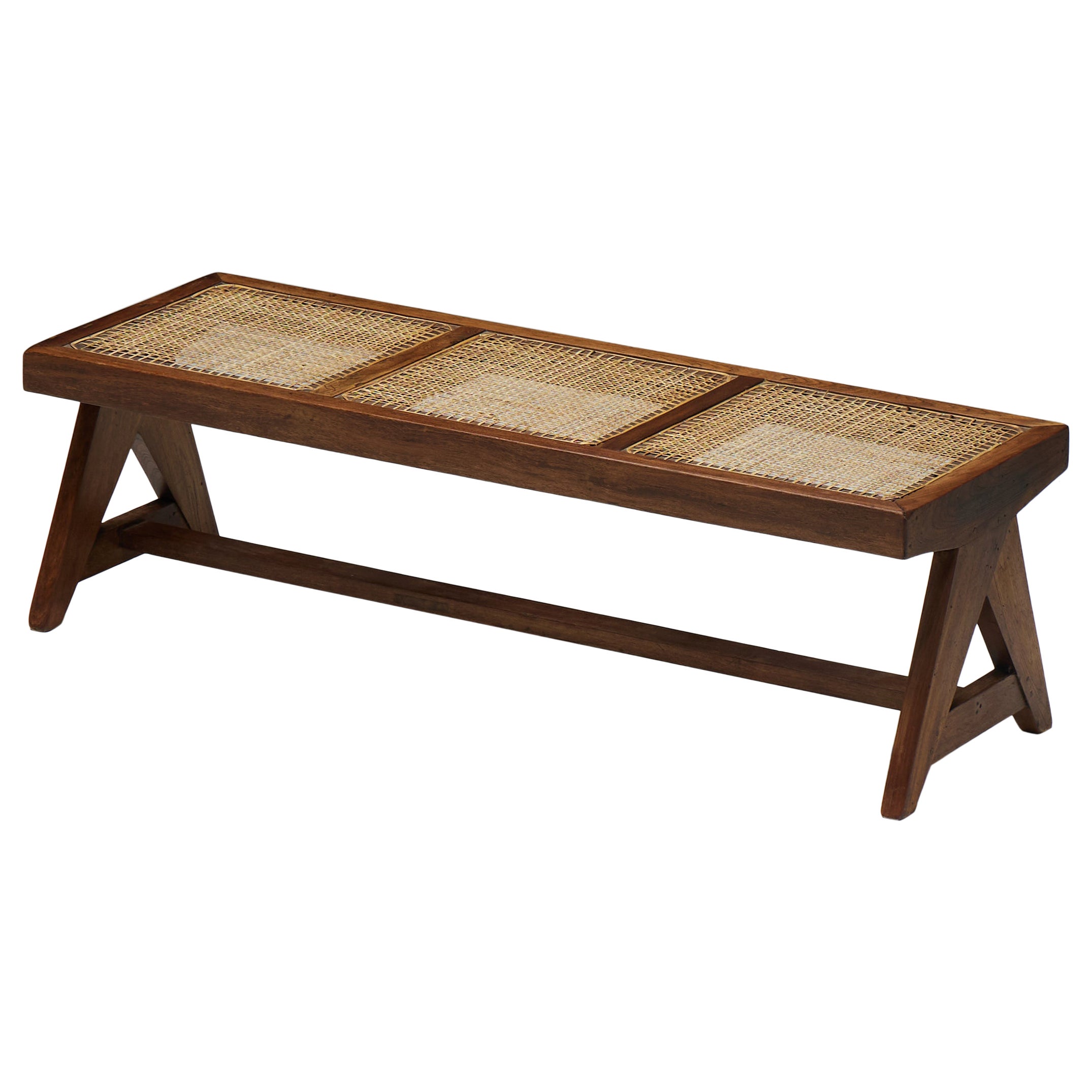 Teak Bench PJ-SI-33B by Pierre Jeanneret, India, 1950s For Sale