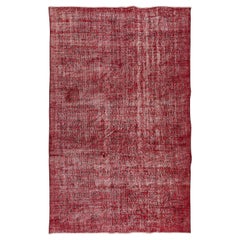 5.3x8.5 Ft Red Area Rug for Contemporary Interiors, Hand Knotted in Turkiye