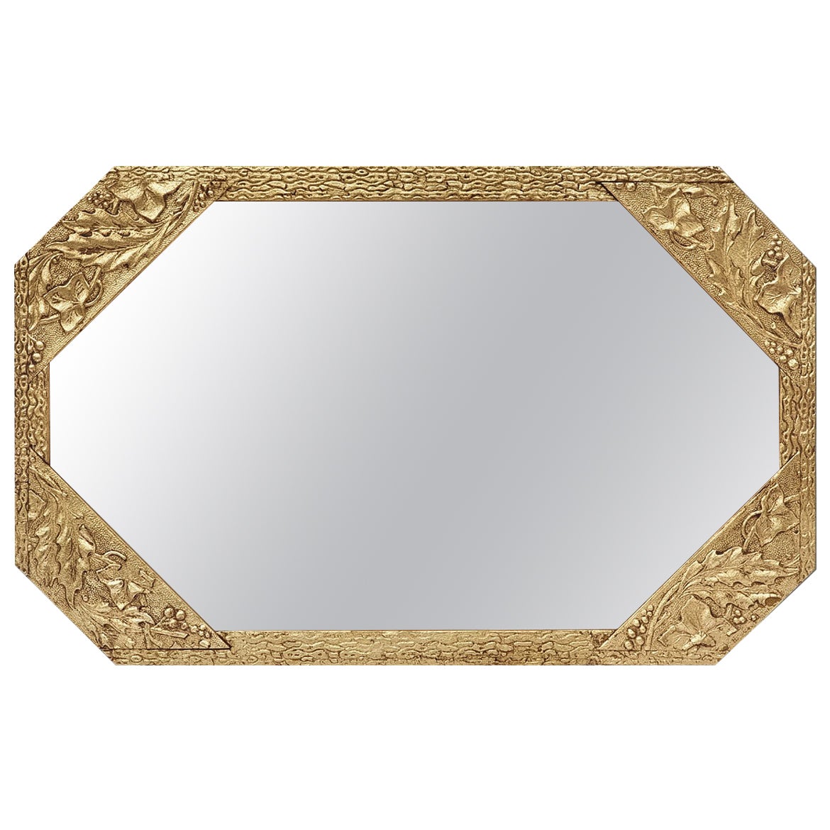 Antique French Octagonal Giltwood Wall Mirror, Art Nouveau circa 1900