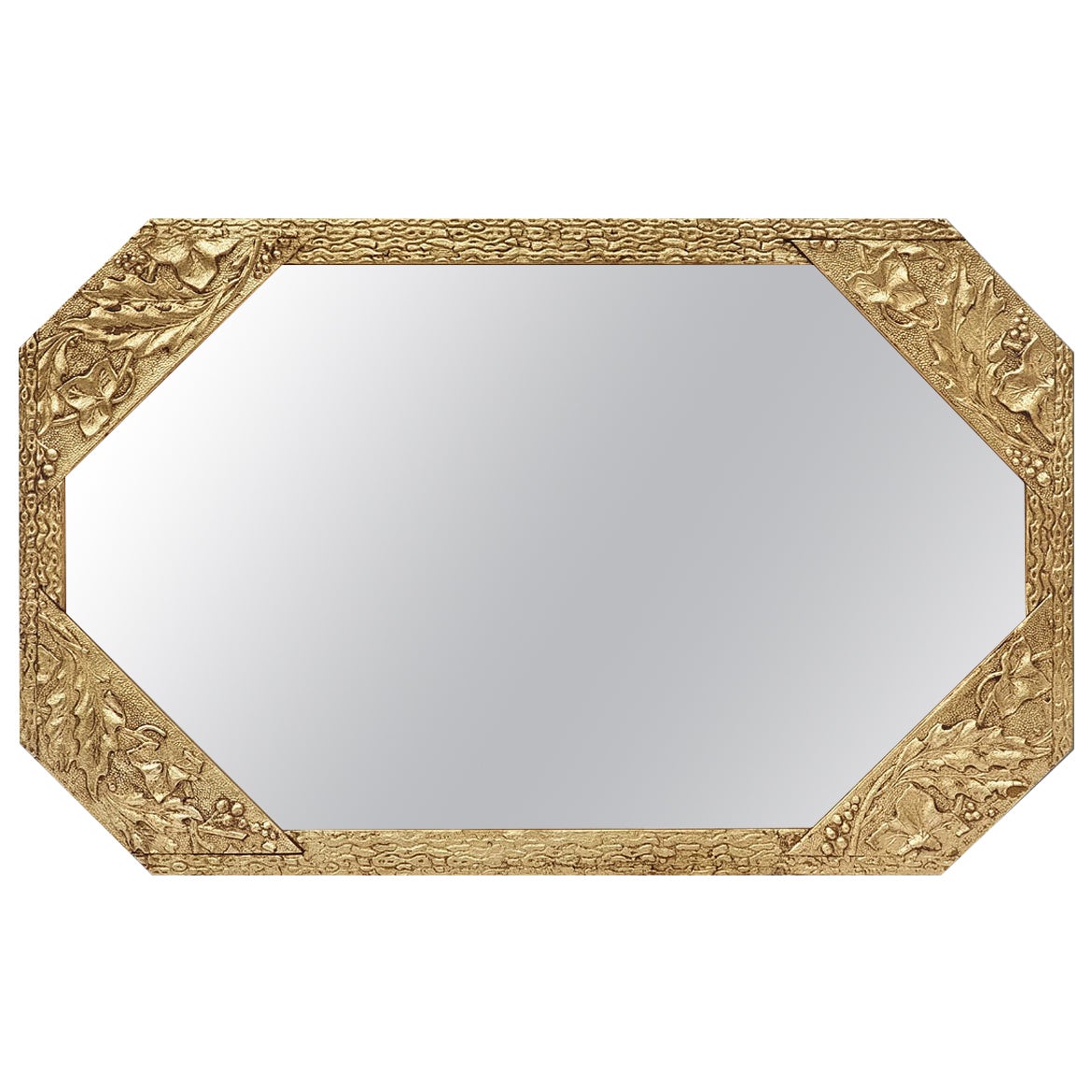 Antique French Octagonal Giltwood Wall Mirror, Art Nouveau Style circa 1900