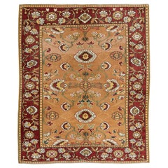 4,6x5.5 Ft Vintage Türkischer Teppich mit floralem Design, einzigartiger handgefertigter Teppich