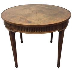 French Parquetry Top Walnut Center Table 1