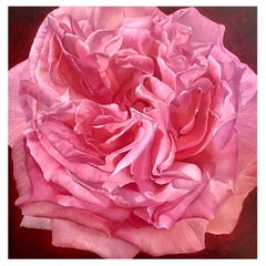 Huile sur toile Vivienne, couleur rose, par Shelly Gurton