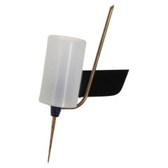 Mid-Century French Maison Arlus Style Wall Sconce w/ Brass Spike & Plexi Shade