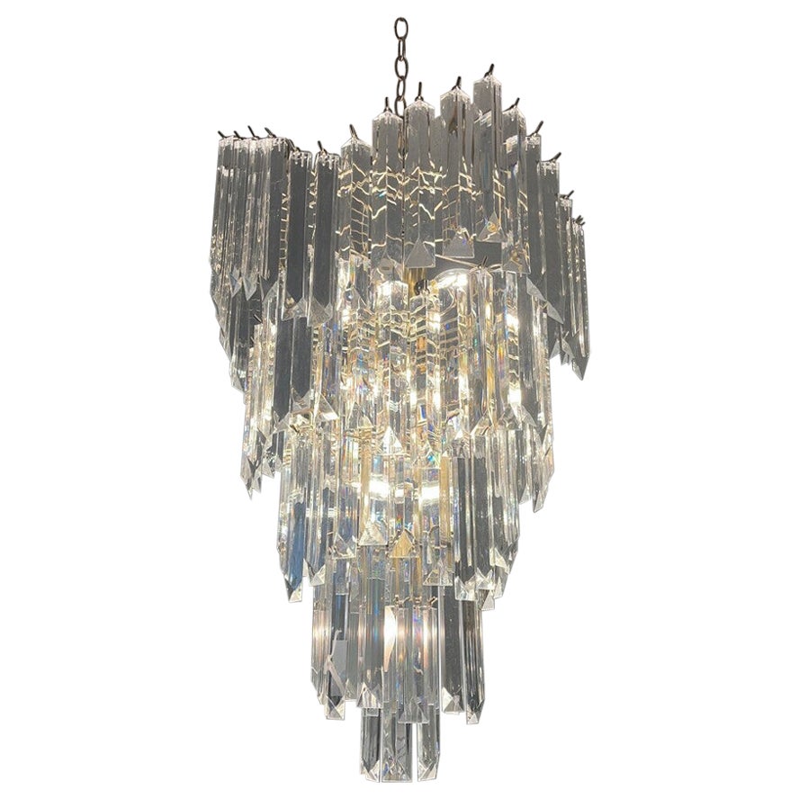 Vintage 70's Lucite Cascading Waterfall Chandelier For Sale