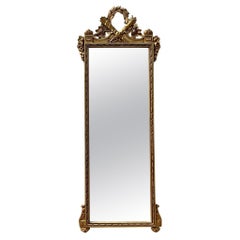 Vieux miroir Regency monumental doré à clé grecque