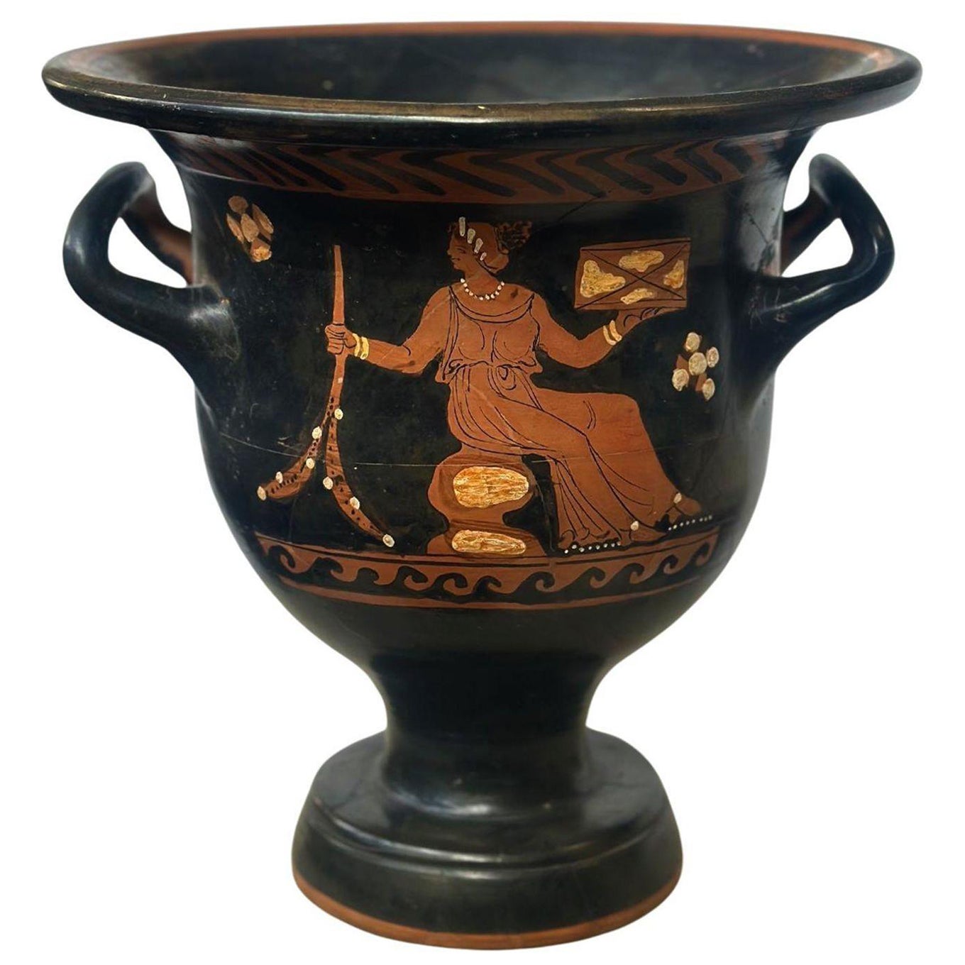 Ancient Apullian Iliupersis Pottery Bell Krater For Sale