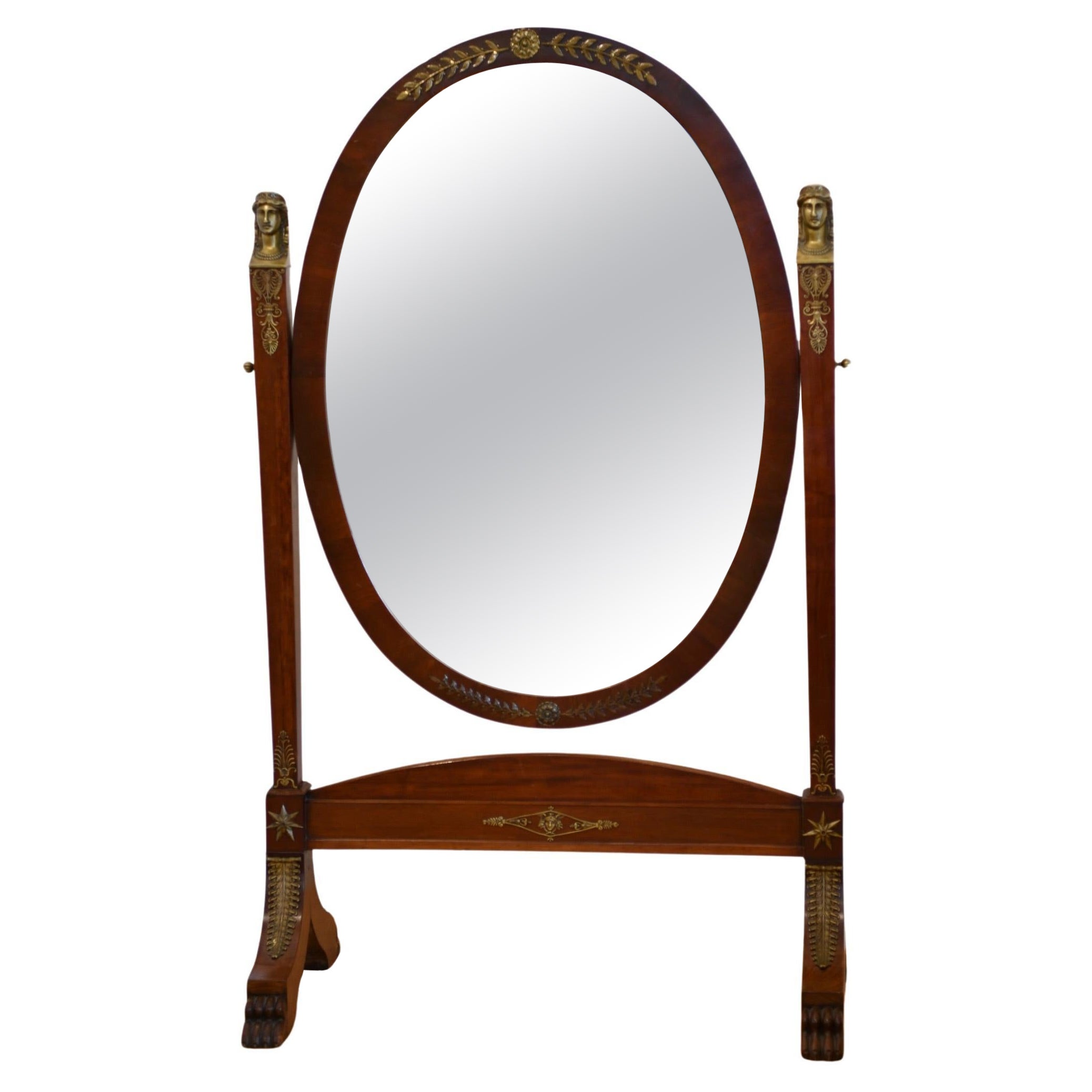 Antique French Empire Cheval Mirror For Sale
