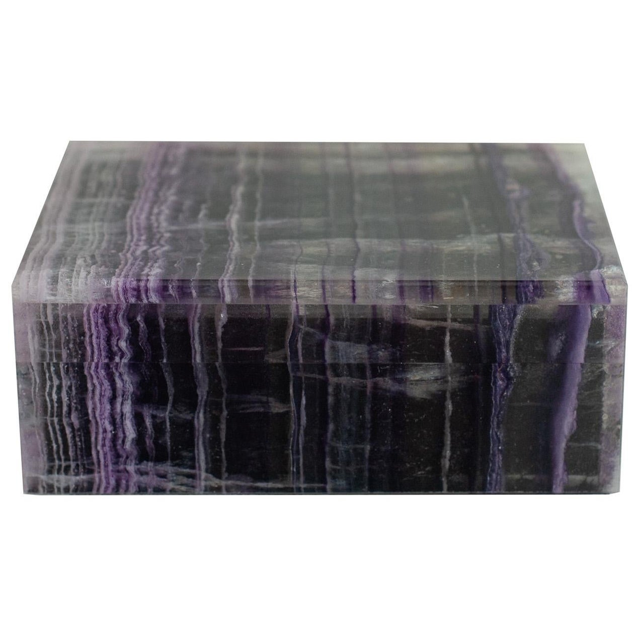 Contemporary Italian Small Purple Fluorite Box with Hinged Lid For Sale